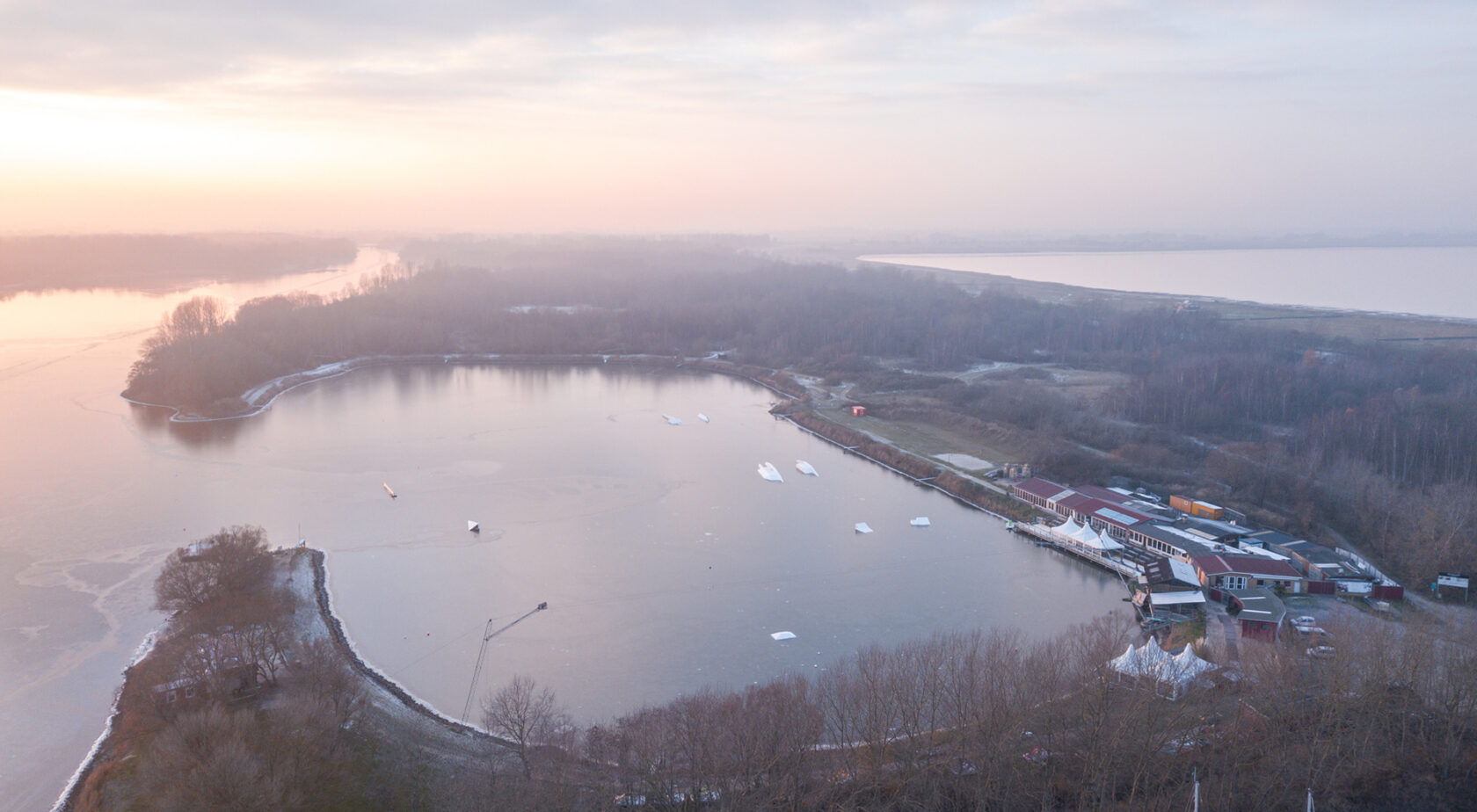 Drohnenbild, Winter, Wasserskilift